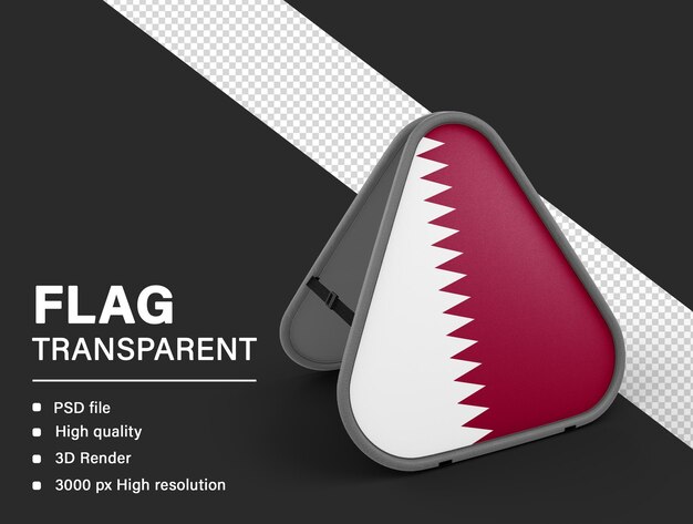 Bandera de Qatar en 3D aislada sobre un fondo transparente