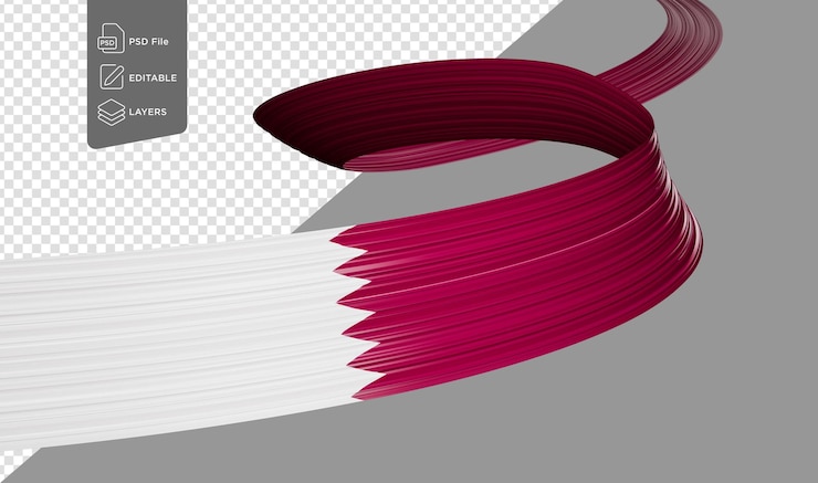 PSD bandera de qatar ilustración en 3d en fondo aislado