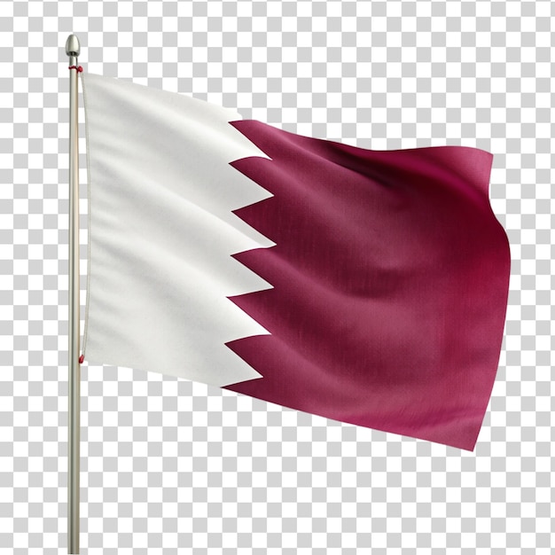 PSD la bandera de qatar en el mástil aislado sobre un fondo transparente