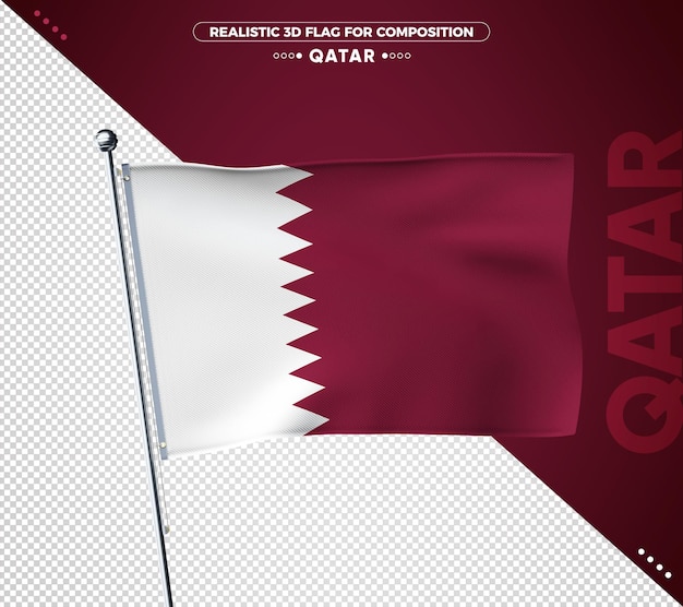 Bandera de Qatar con textura 3d para composición