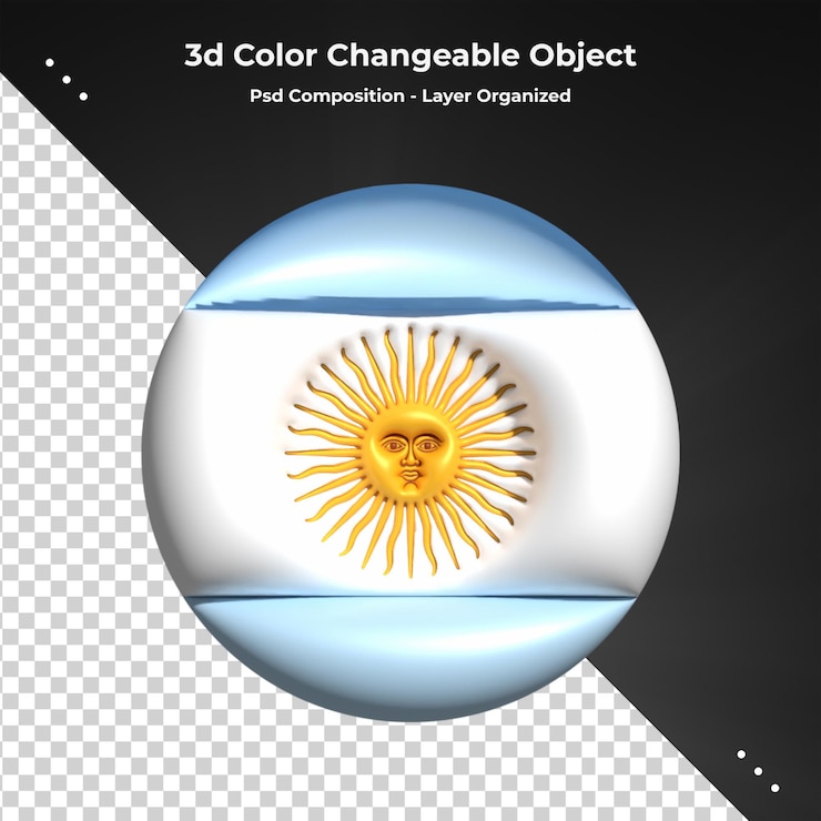 PSD bandera realista de argentina bandera de renderizado 3d