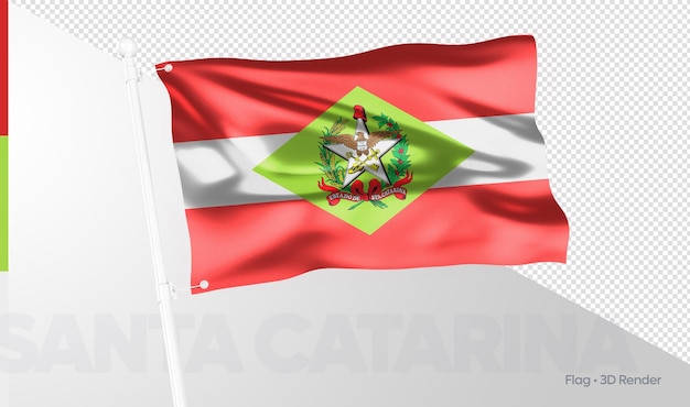 Bandera realista de santa catarina representación 3d del estado brasileño