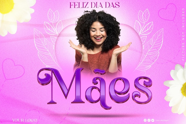 PSD bandera de las redes sociales feliz día de la madre dia das maes en brasil