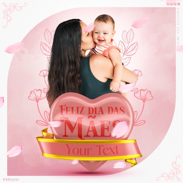 PSD bandera de las redes sociales feliz día de la madre dia das maes en brasil