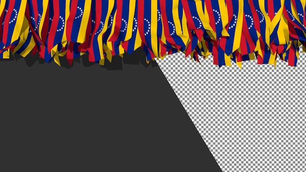 Bandera de la república bolivariana de venezuela diferentes formas de rayas de tela colgando de la representación 3d superior
