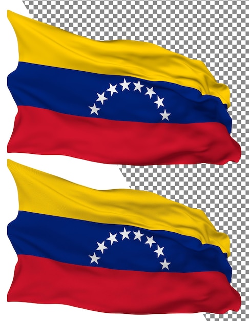 La bandera de la República Bolivariana de Venezuela tiene una textura de protuberancia plana aislada y transparente en 3D.