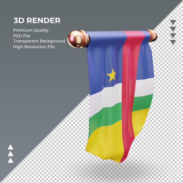 PSD bandera de república centroafricana banderín 3d renderizado vista izquierda