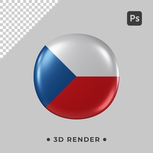 Bandera de república checa 3d psd con fondo transparente