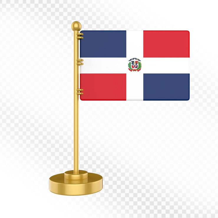 PSD la bandera de la república dominicana en el soporte dorado