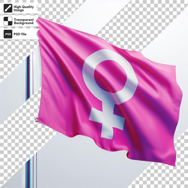 Una bandera rosa con el número 6 en ella