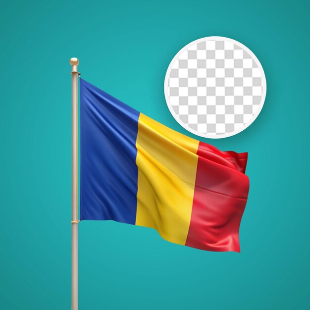 PSD una bandera de rumania sobre un fondo transparente