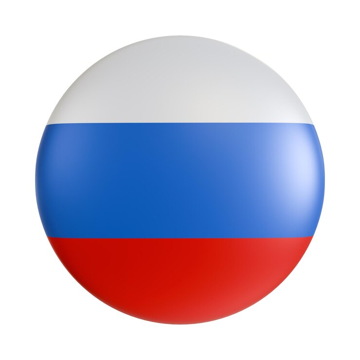 PSD la bandera de rusia es un icono de círculo en 3d.