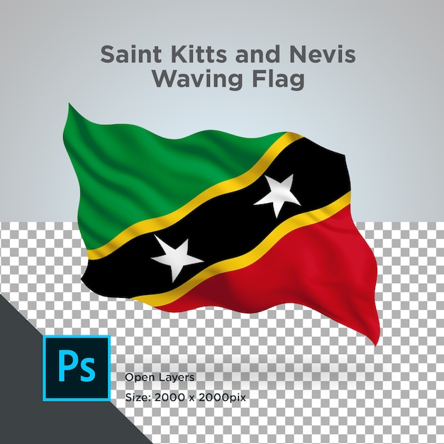Bandera de Saint Kitts y Nevis con diseño de onda transparente