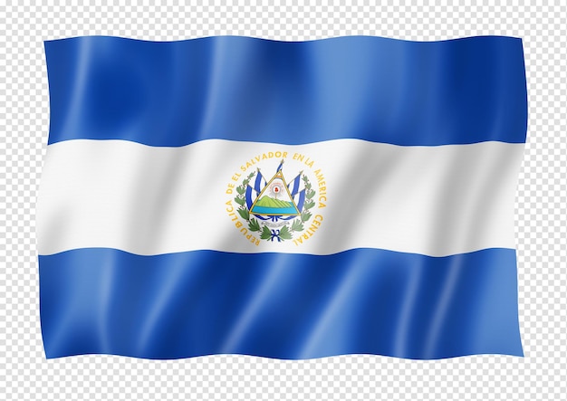 Bandera salvadoreña aislado en blanco