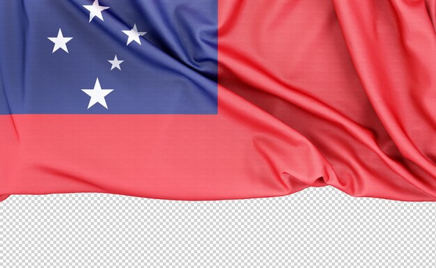 PSD bandera de samoa aislada sobre fondo blanco con espacio de copia debajo de la representación 3d