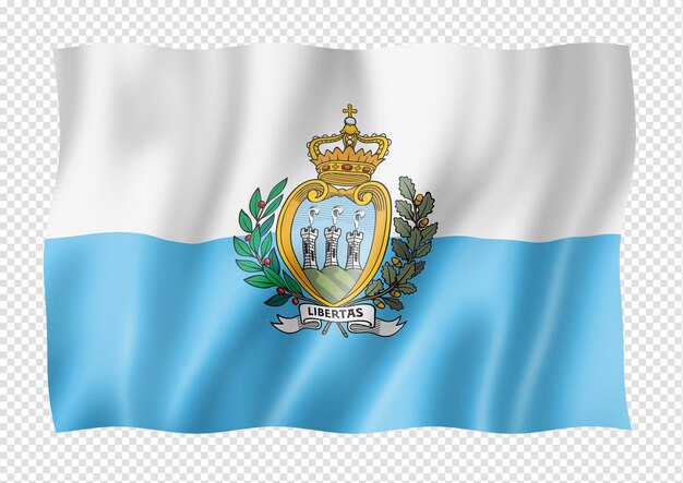 Bandera de San Marino aislado en blanco