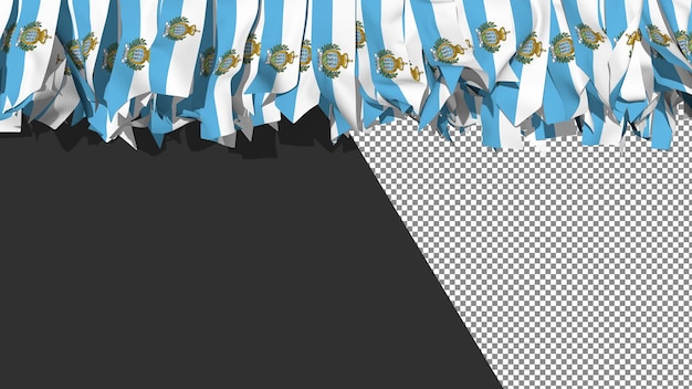Bandera de San Marino diferentes formas de rayas de tela colgando de la representación 3D superior
