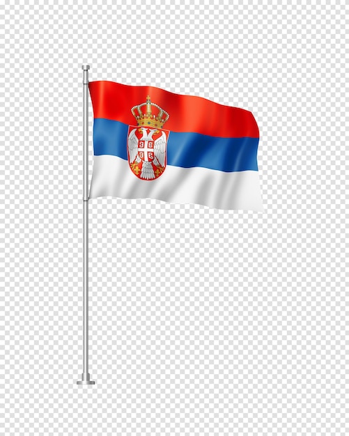 PSD bandera serbia aislado en blanco