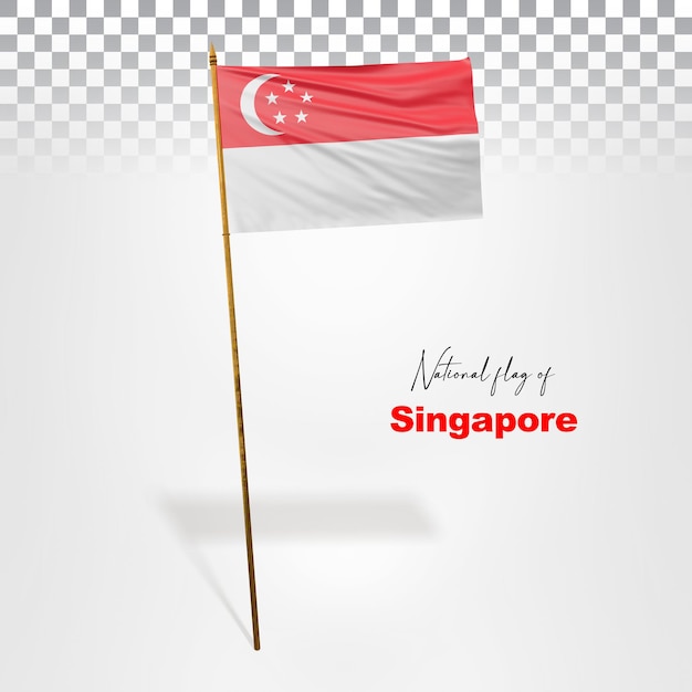 Bandera de singapur representación 3d premium psd