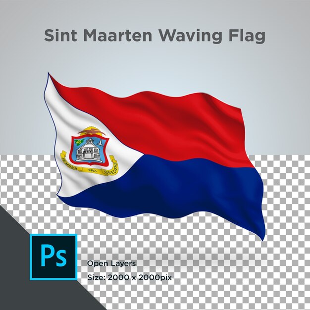 PSD bandera de sint maarten con diseño de onda transparente