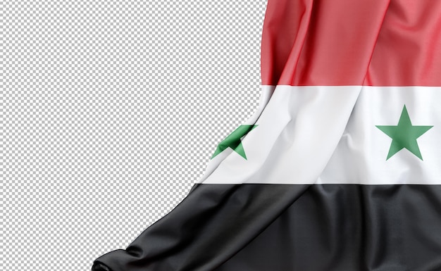 Bandera de Siria con espacio vacío a la izquierda Representación 3D aislada