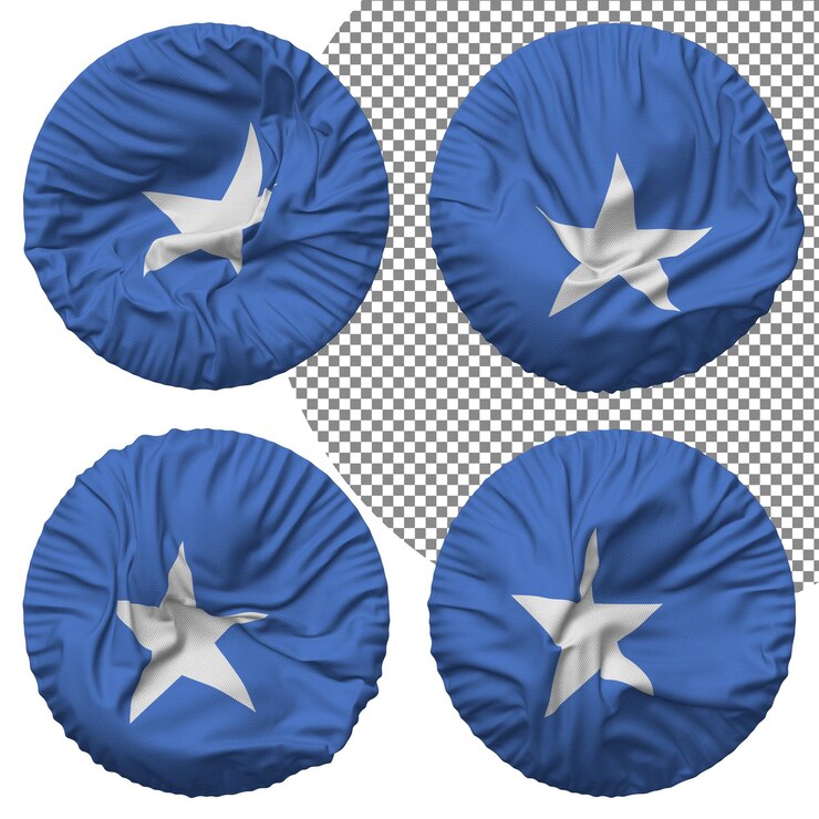 PSD bandera de somalia forma redonda aislada estilo de onda diferente textura de protuberancia representación 3d