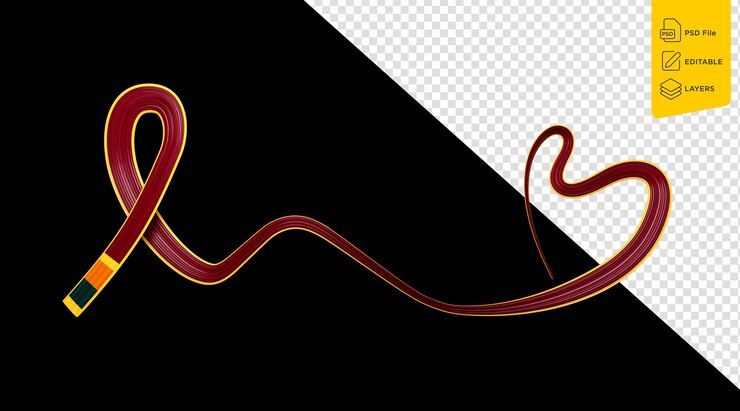 PSD la bandera de sri lanka en forma de corazón día de la independencia diseño de cinta de concienciación ondulada ilustración en 3d