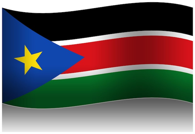 La bandera de sudán del sur en 3d