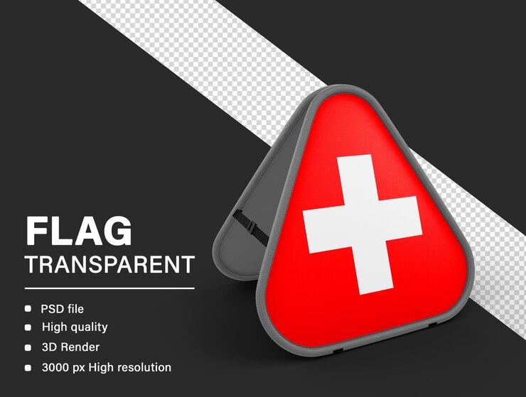 PSD bandera suiza 3d aislada sobre un fondo transparente