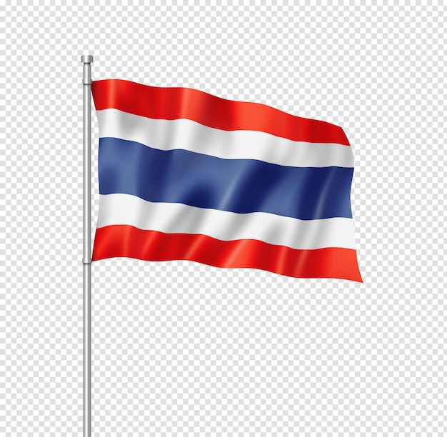 Bandera tailandesa aislado en blanco