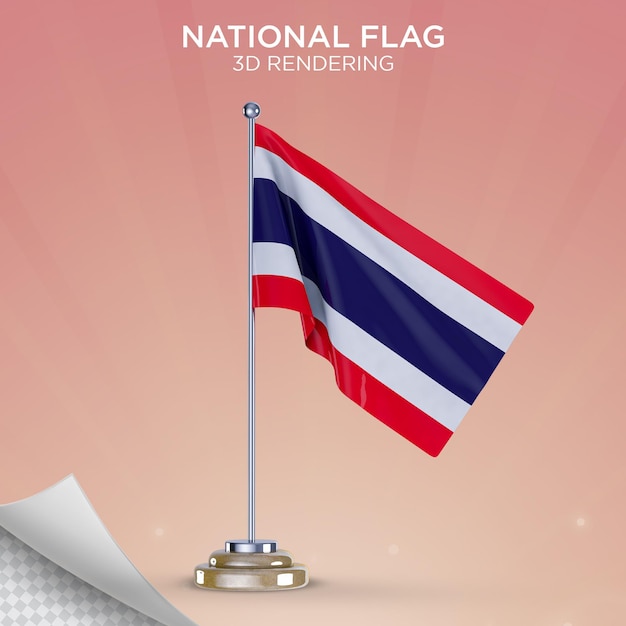 Bandera de tailandia ondeando estilo 3d PSD Premium