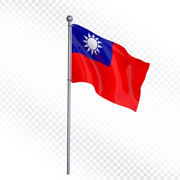 La bandera de Taiwán ondeando en un poste