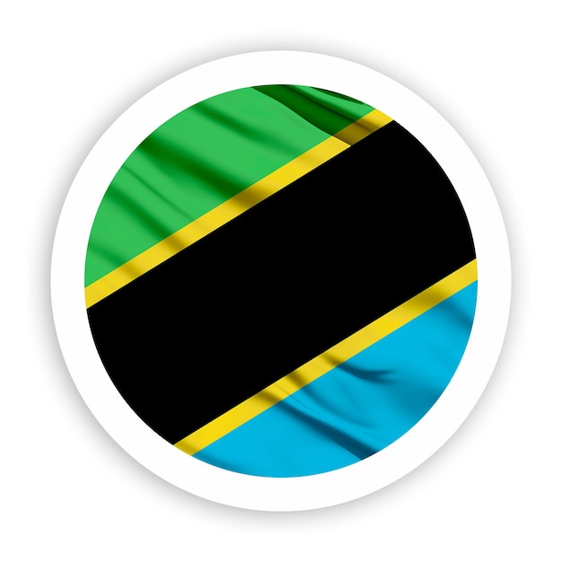 La bandera de Tanzania con el marco redondeado blanco