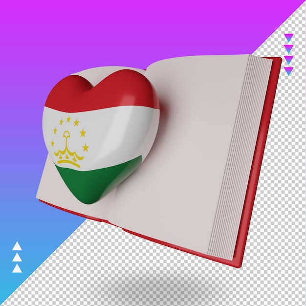 Bandera de tayikistán del día mundial del libro 3d que representa la vista derecha