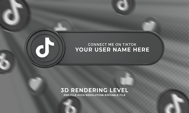 Bandera de tercios inferiores de representación 3d de nombre de usuario de Tiktok