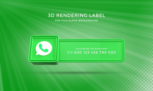 PSD bandera de tercios inferiores de representación 3d de nombre de usuario de whatsapp