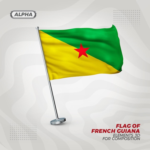 Bandera con textura 3d realista de la Guayana Francesa para la composición