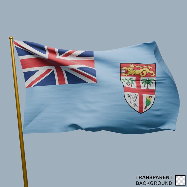 Bandera totalmente transparente que ondea en el mástil de oro