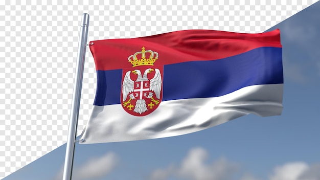 Bandera transparente en 3d de serbia
