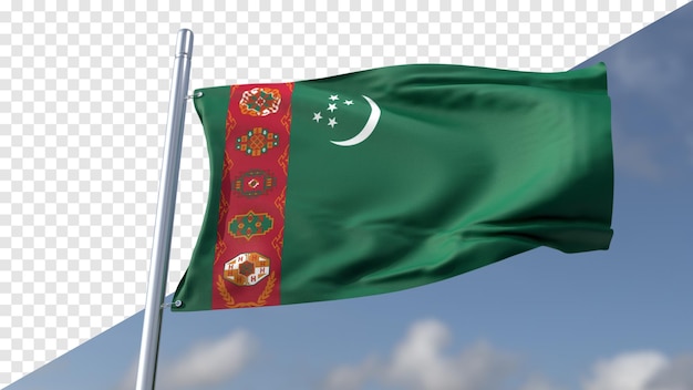 Bandera transparente en 3d de turkmenistán