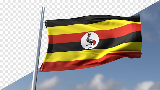 Bandera transparente en 3d de uganda