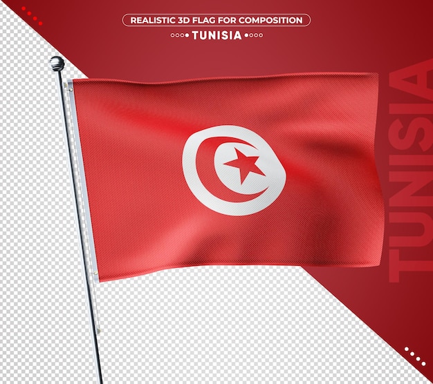 Bandera de Túnez 3D con textura realista