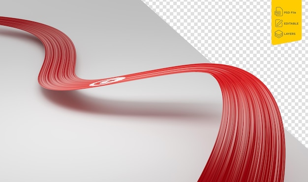 La bandera de Túnez agita una cinta en un fondo blanco aislado Ilustración en 3D
