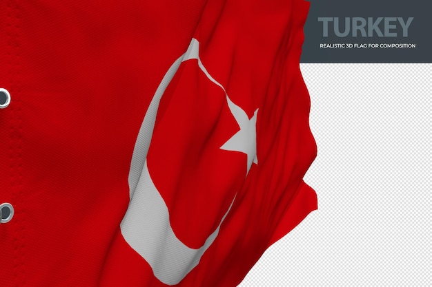 PSD bandera de turquía como una bandera texturizada en 3d con una plantilla de bandera de ilustración vectorial de fondo transparente