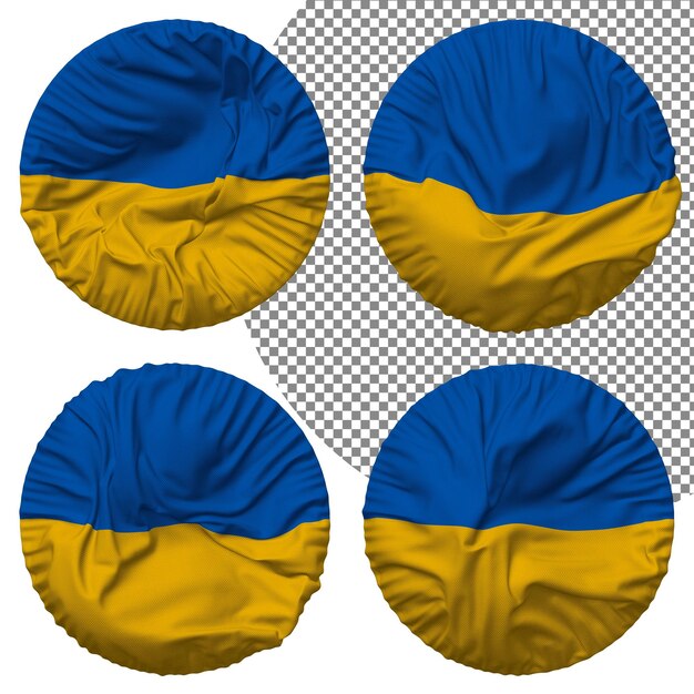 PSD bandera de ucrania forma redonda aislada diferentes estilos de ondulación textura de protuberancia representación 3d