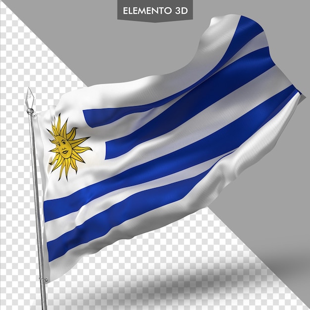 PSD bandera, de, uruguay, prima, 3d, render