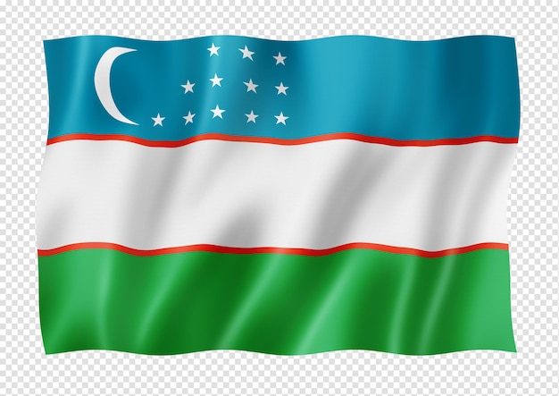 Bandera de Uzbekistán aislado en blanco