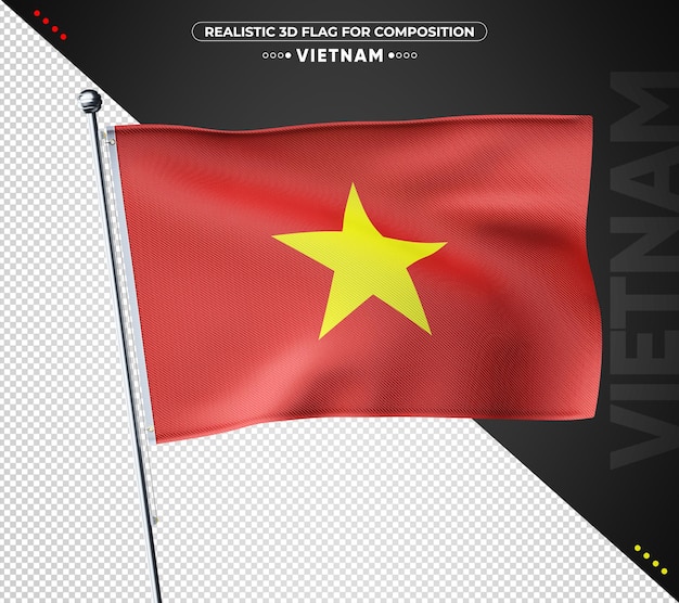 PSD bandera de vietnam con textura 3d para composición