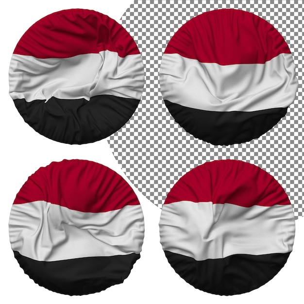 PSD bandera de yemen forma redonda aislada estilo de onda diferente textura de protuberancia representación 3d