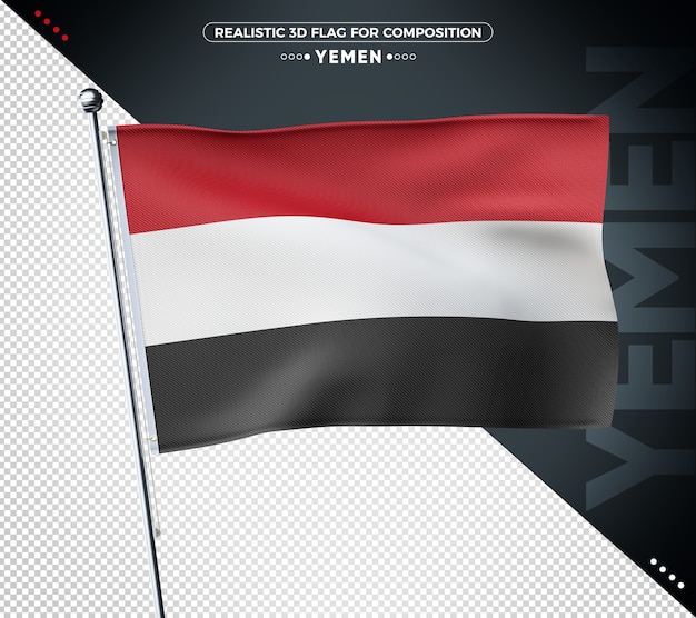 PSD bandera de yemen con textura 3d para composición